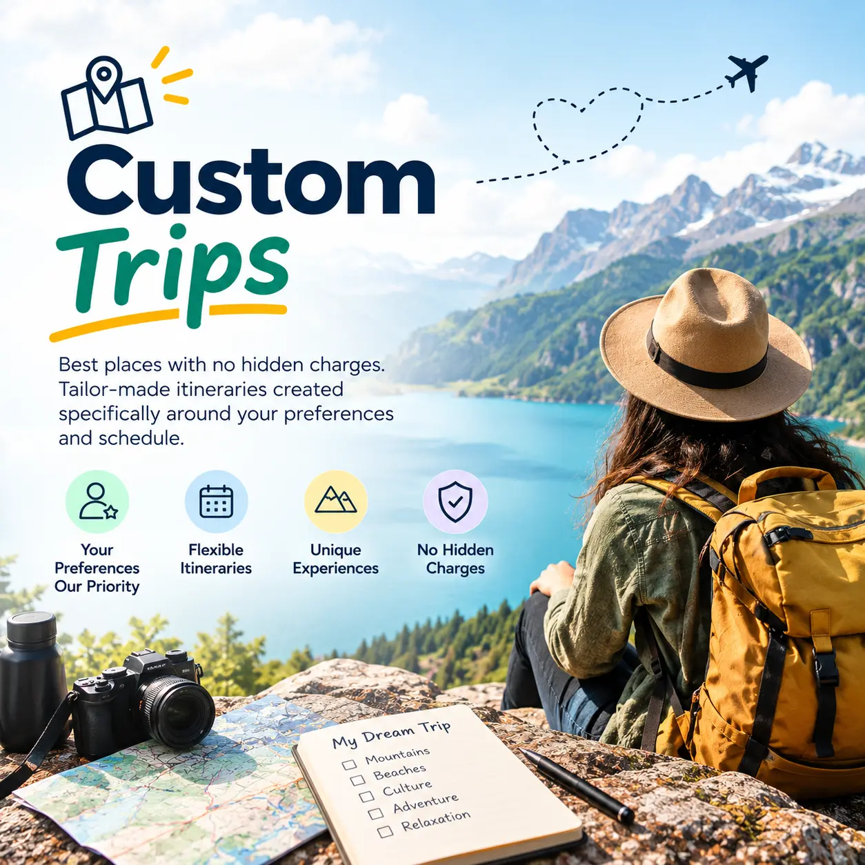 Traveler with backpack enjoying nature